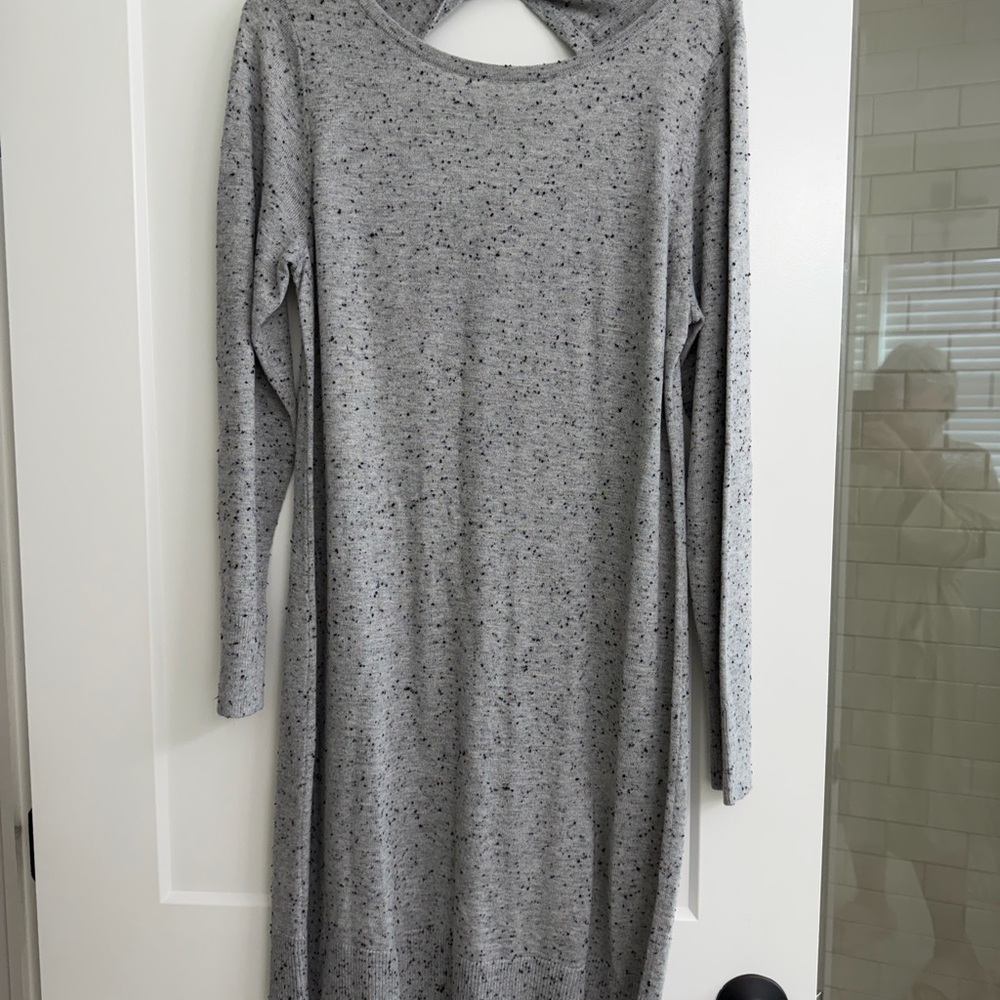 LOFT Speckled Gray Long Sleeve Dress